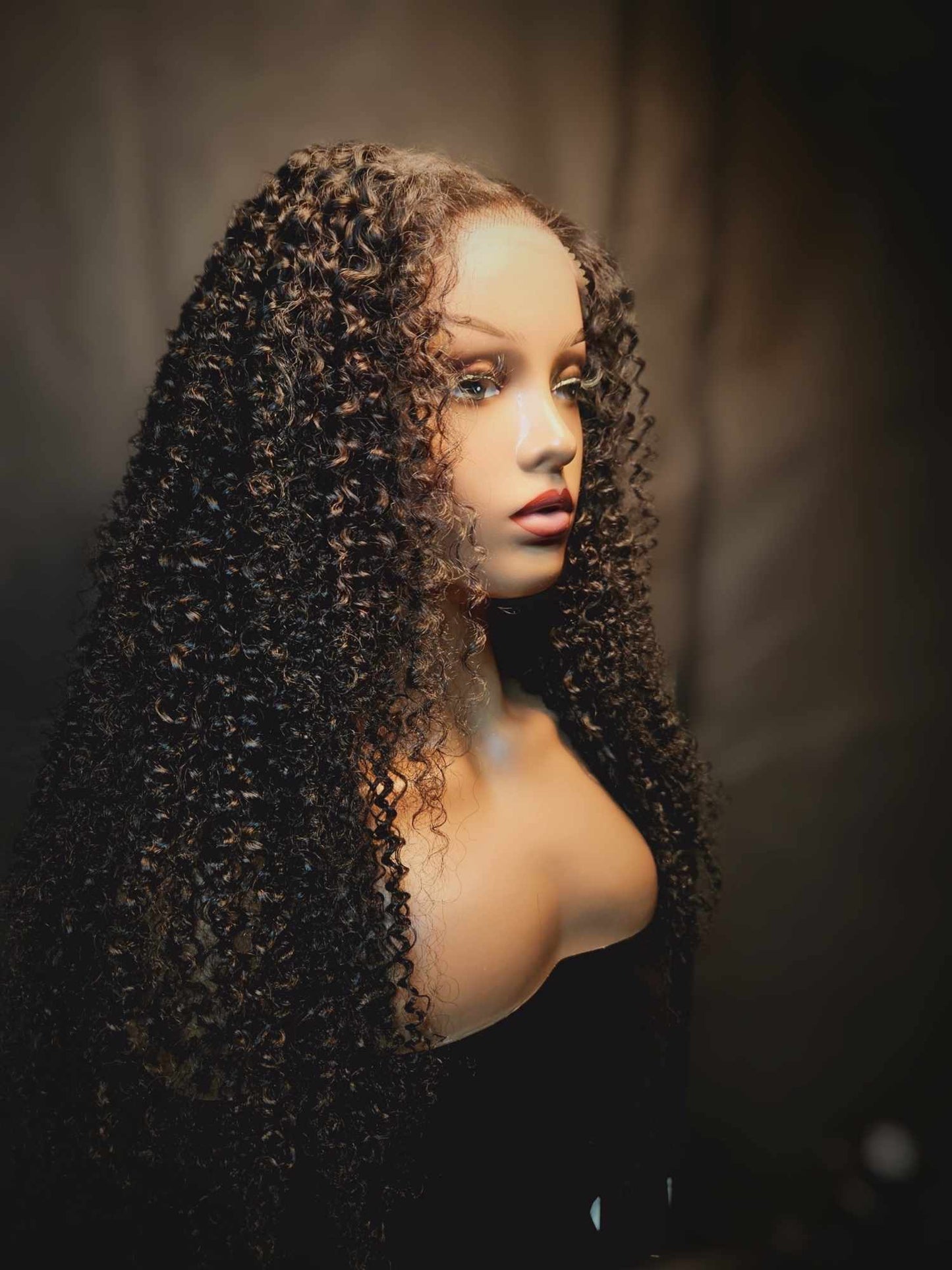 5x5 Closure Burmese Curls Wig (Black)
