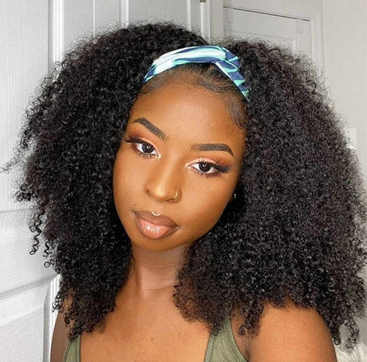 HeadBand Wig Human Hair (Tight Kinky Curls)