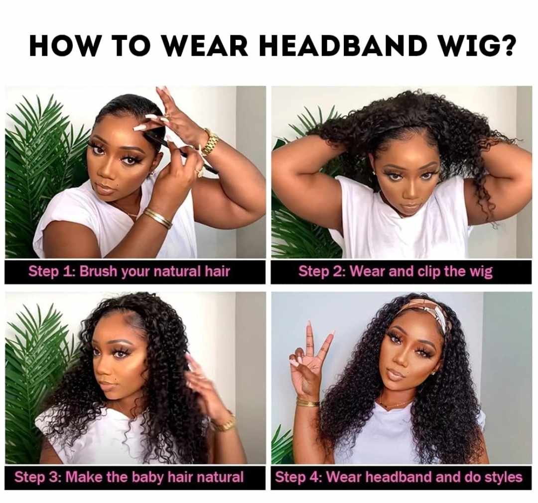 HeadBand Wig Human Hair (Tight Kinky Curls)