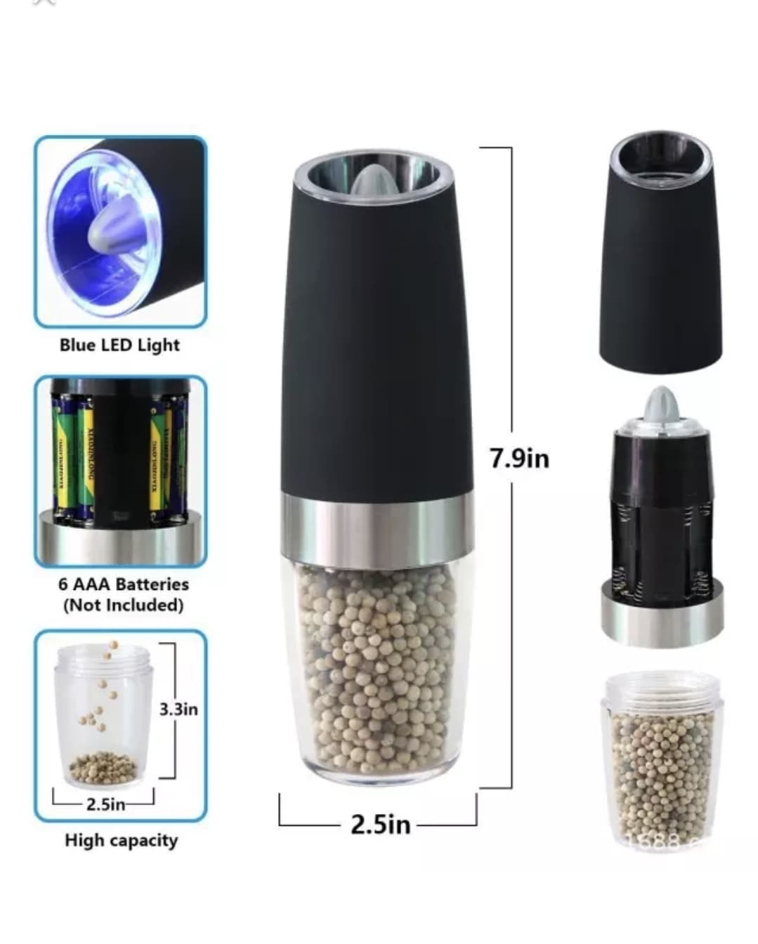 Electric  Salt & Pepper Grinder  mill grinder with blue light (2set)