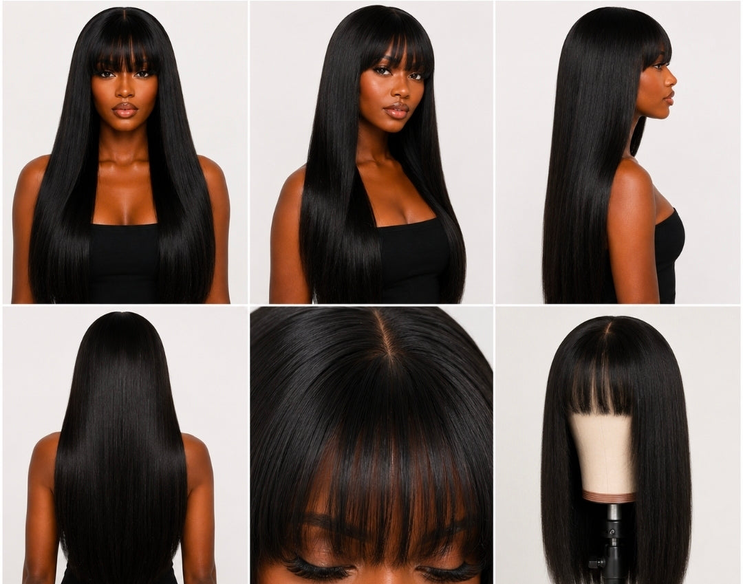 24” Black Bang Wig Vietnamese Human Hair